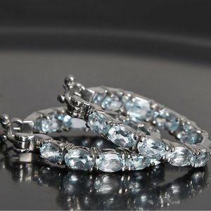Sky Blue Topaz Inside Out Hoop Earrings in Stainless Steel 9.50ctw